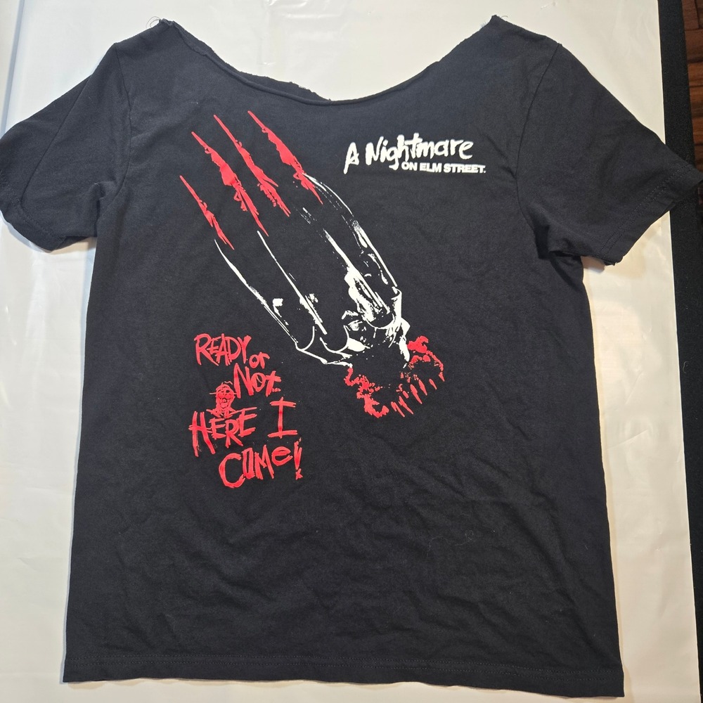 A Nightmare On Elm Street Freddy Krueger T Shirt DIY Cut Neck M Goth Grunge